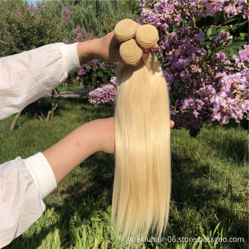 613 Blonde Virgin Human Hair Bundles With Closure Can Dye To Any Color,Fast Shipping Custom Logo